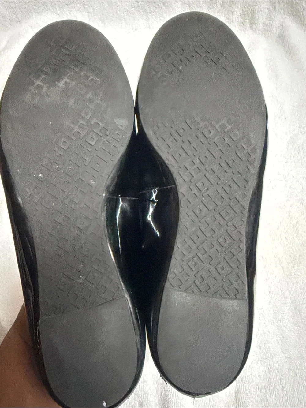 Tory Burch Black Leather Logo Round-Toe Flats